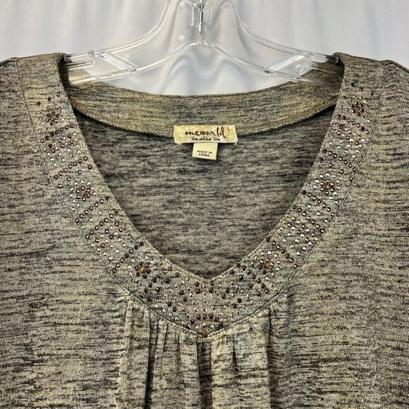 One World Womens Tunic Sweater Multicolor Heathered Stretch Long Sleeve Large - Picture 3 of 10